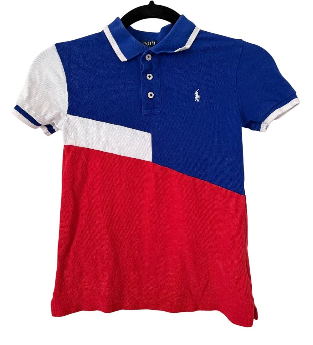 Polo Ralph Lauren Boy's Red White Blue Polo Short Sleeve Size 7 Preppy Casual